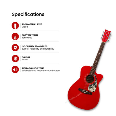 Hobmer 250-CR Export Electro-Acoustic Guitar - Cherry Red