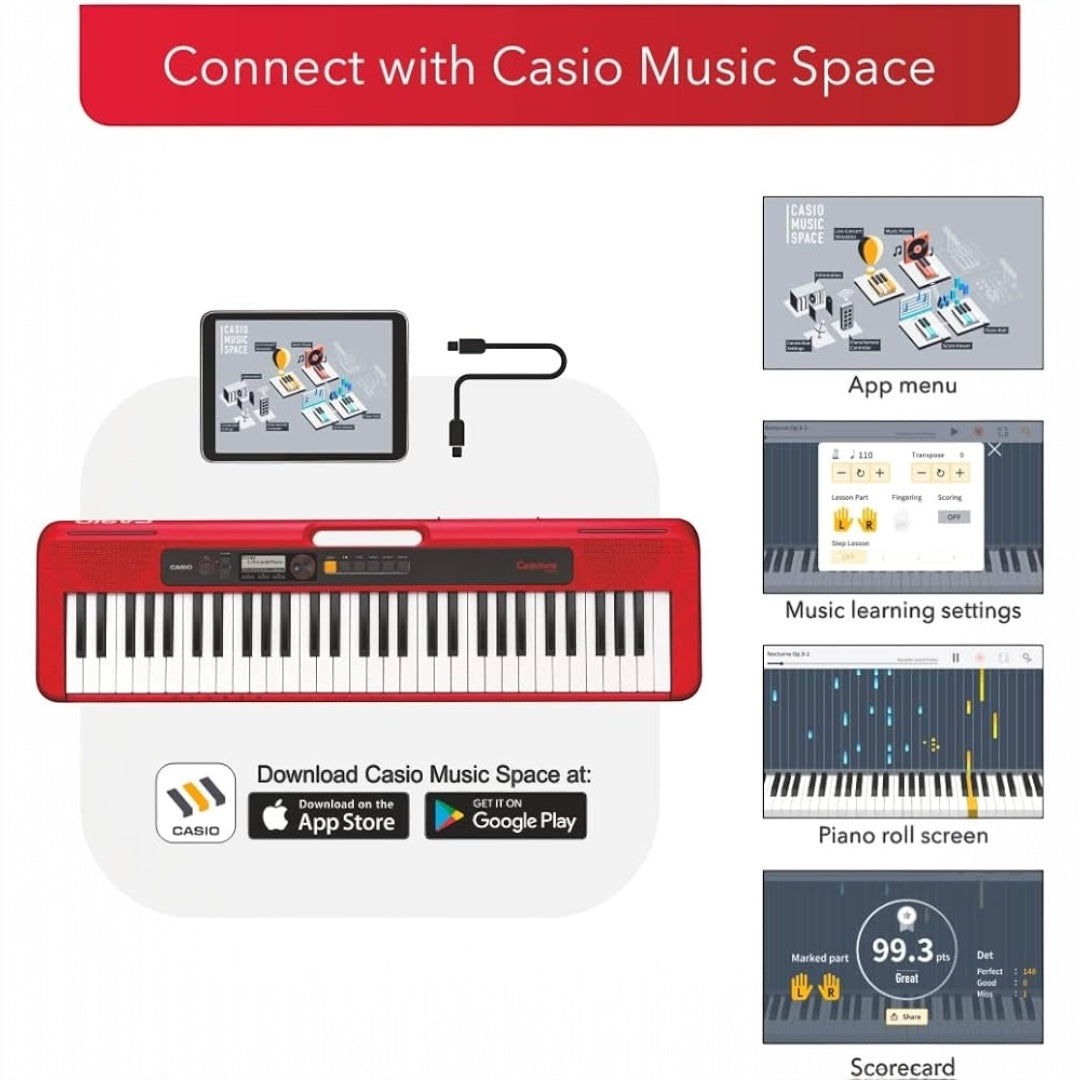 Casio CTS200RD 61-Key Portable Keyboard - Red