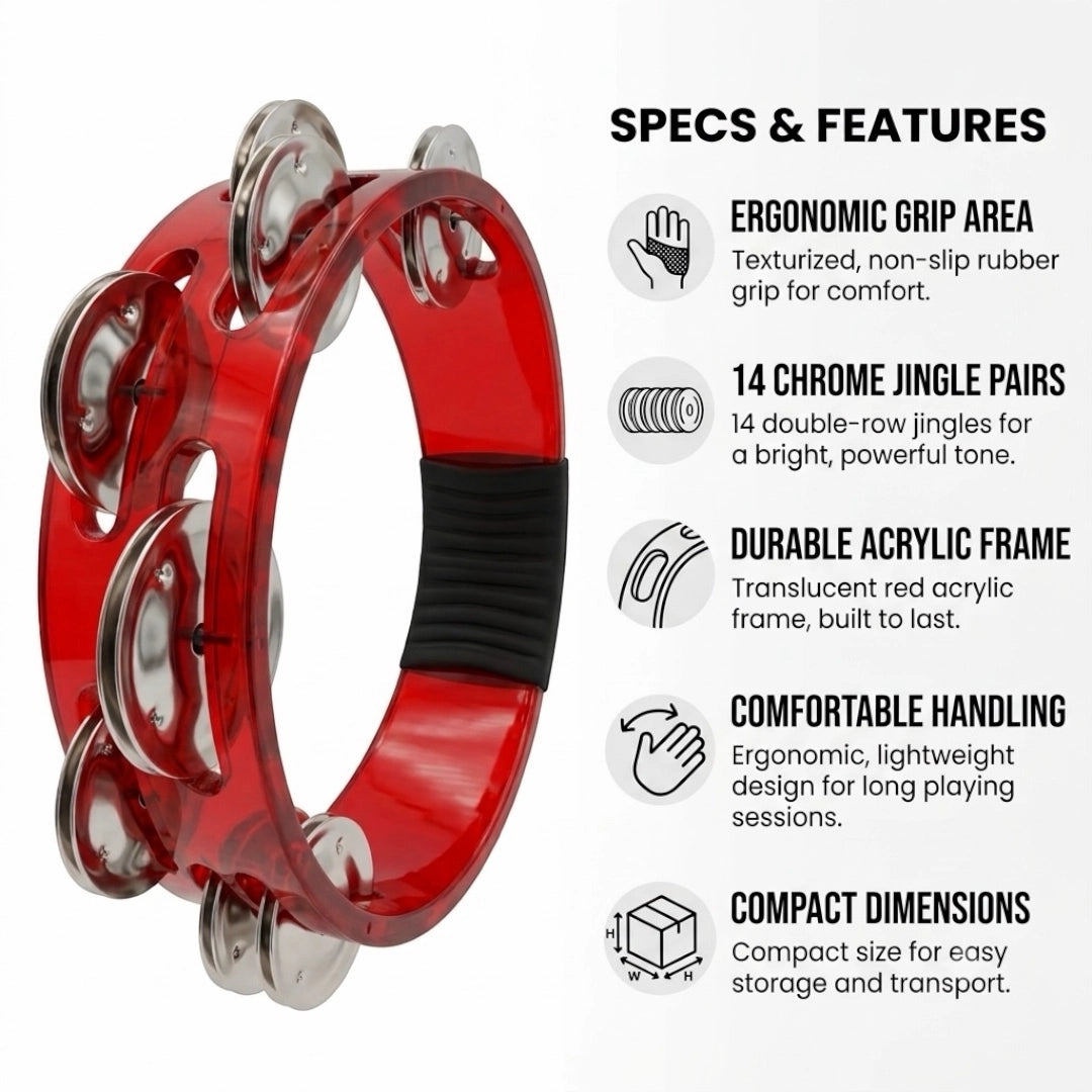 KL Acrylic Tambourine 6" - Red