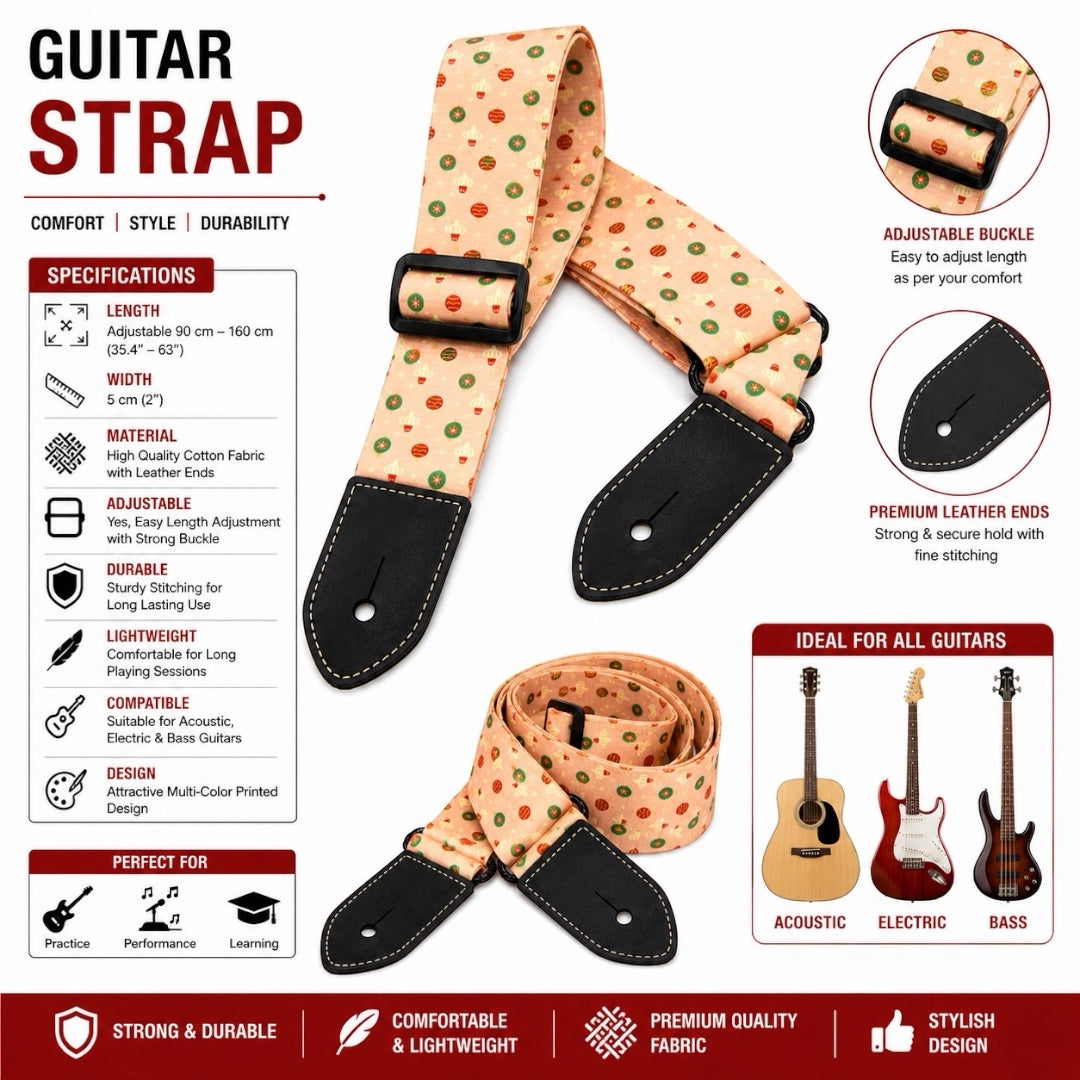 AM Guitar Strap - Christmas Edition Ornament Print