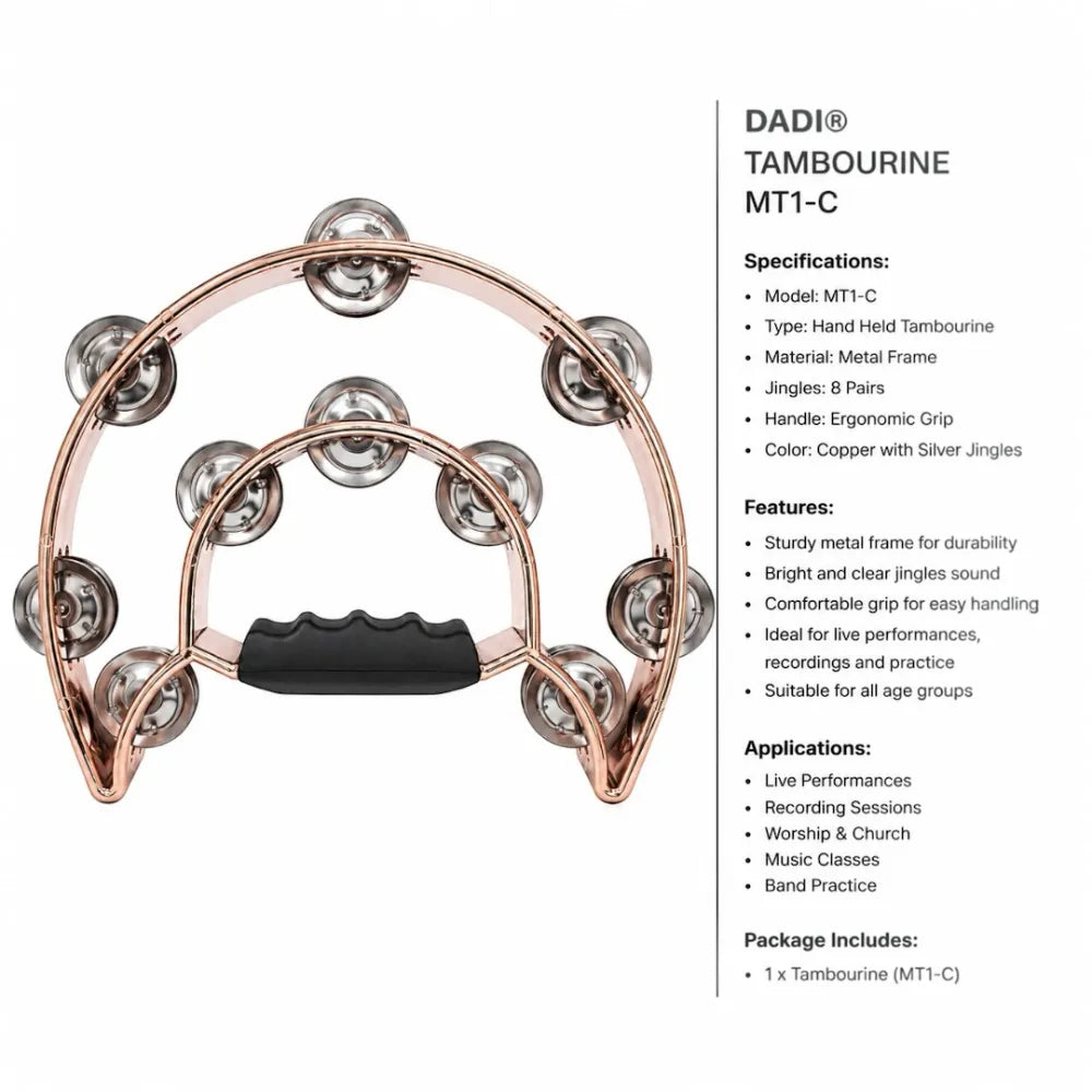 Dadi MT1C Hand Tambourine - Bronze
