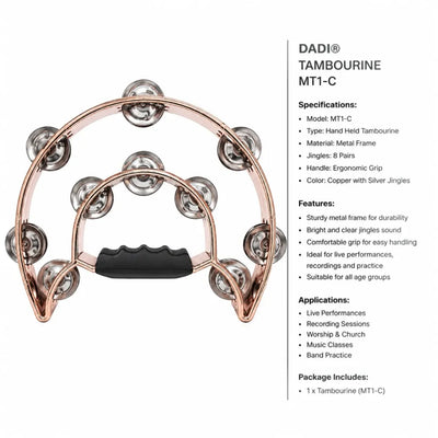 Dadi MT1C Hand Tambourine - Bronze