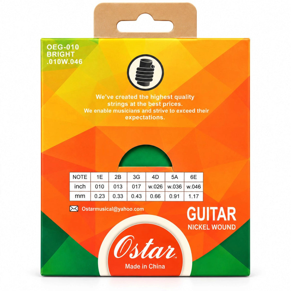 O Star OEG-010 Bright Nickel Wound 0.10 Gauge Electric Guitar Strings