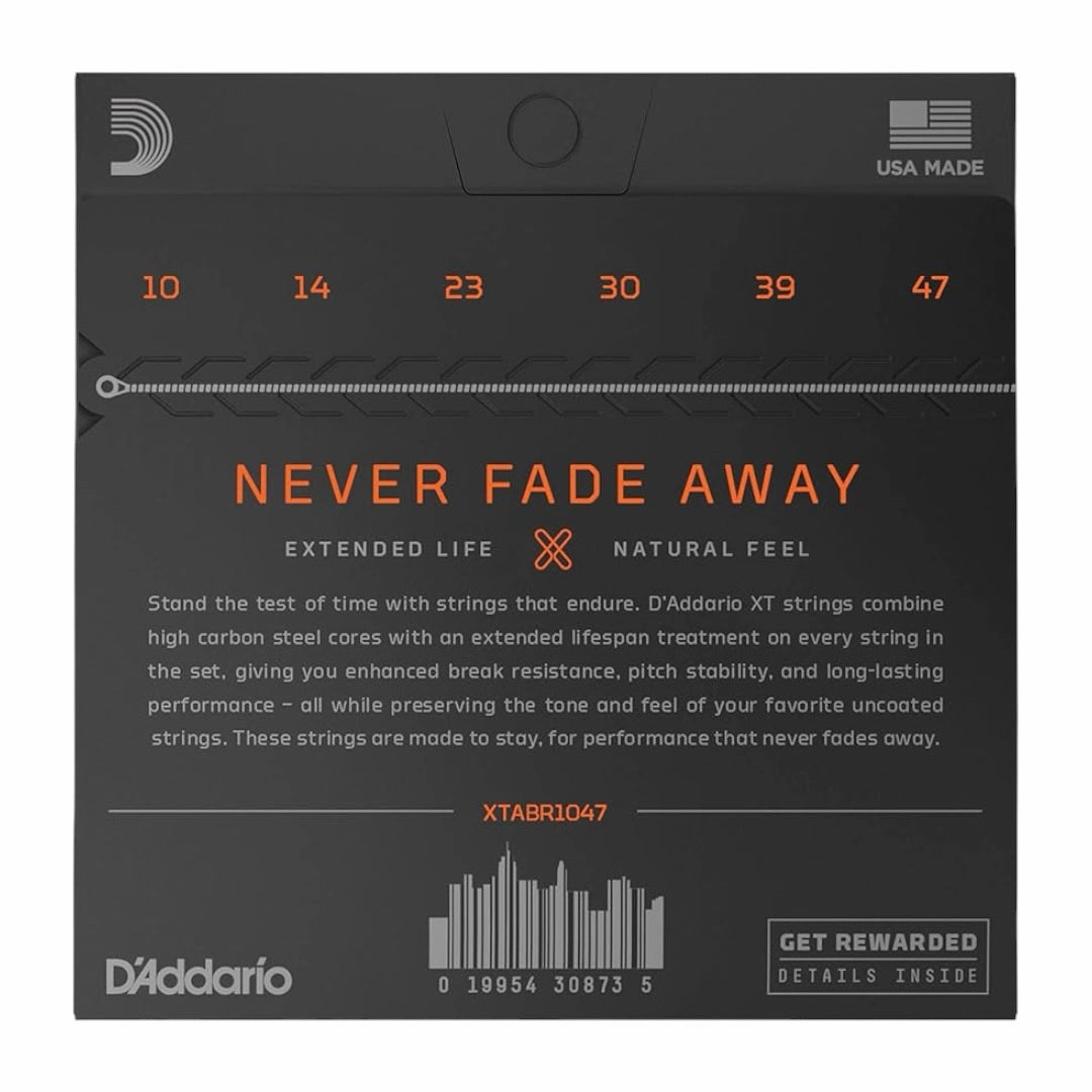 D’Addario XTABR1047 XT 80/20 Bronze Extra Light Acoustic Guitar Strings - 10-47
