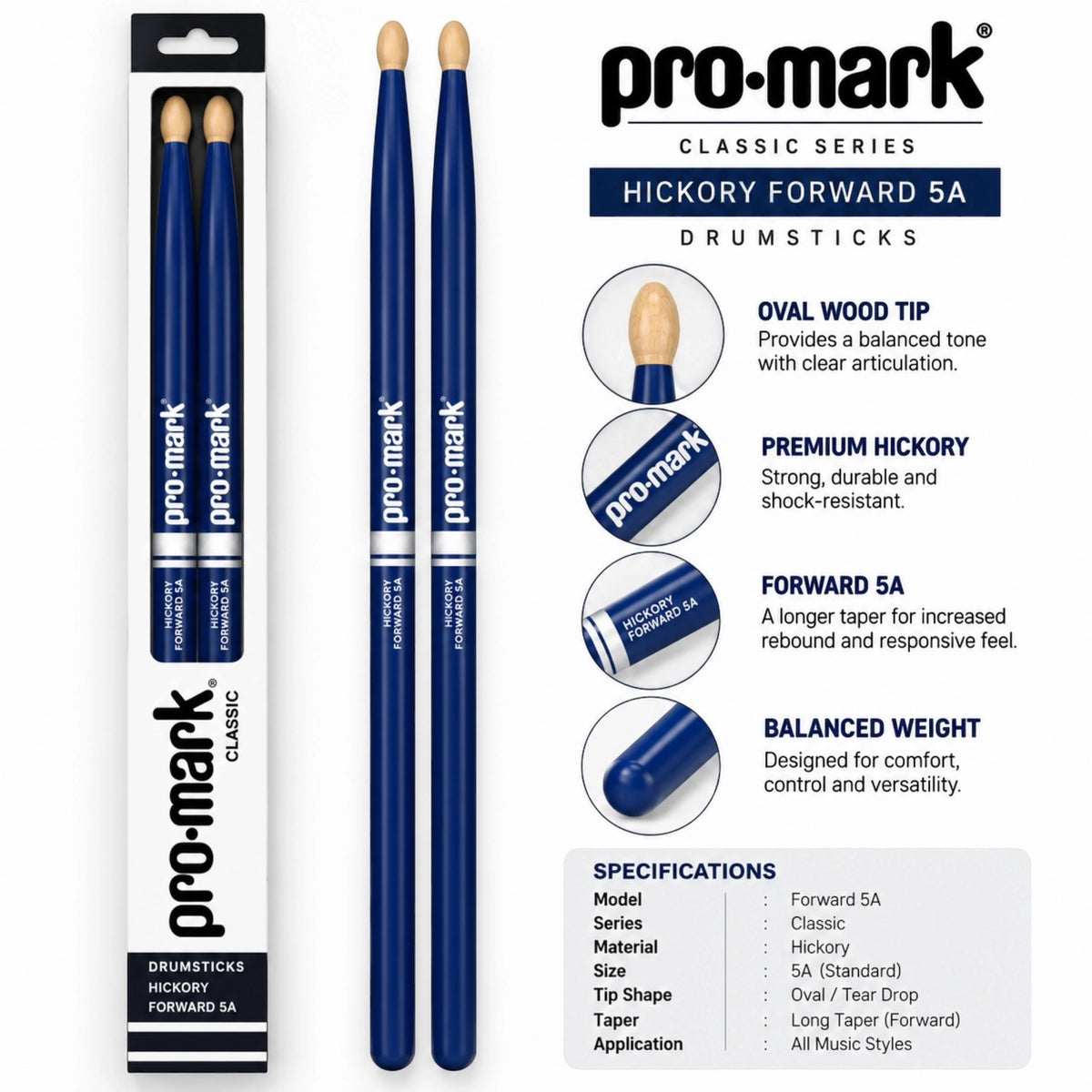 Promark TX5AW Drumsticks - Blue