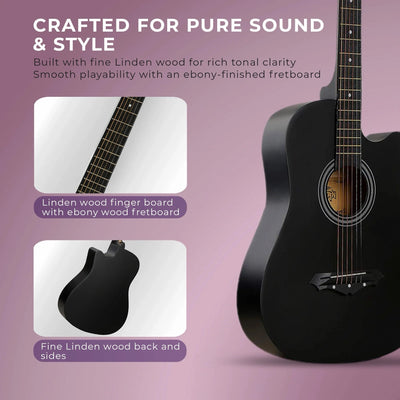 Intern 38C Acoustic Guitar with Bag - Black