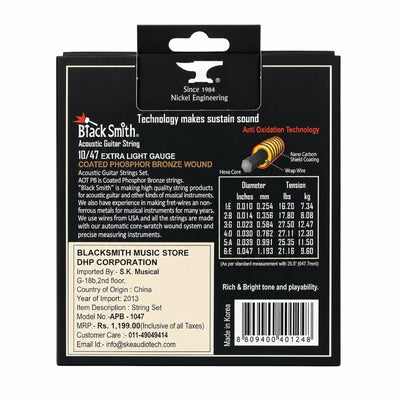 Black Smith AOT PB-1047 Coated Phosphor Bronze Acoustic Strings - 10-47