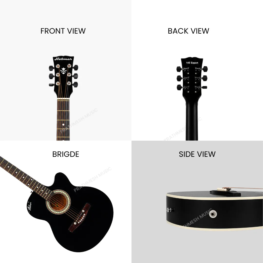 Hobmer 145-BK Export Electro-Acoustic Guitar - Black
