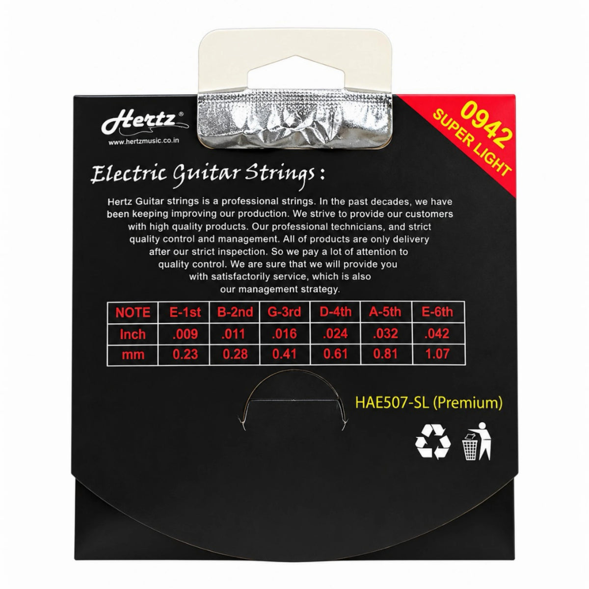 Hertz HAE507-SL Premium Nickel Plated Steel Wire Electric Guitar Strings