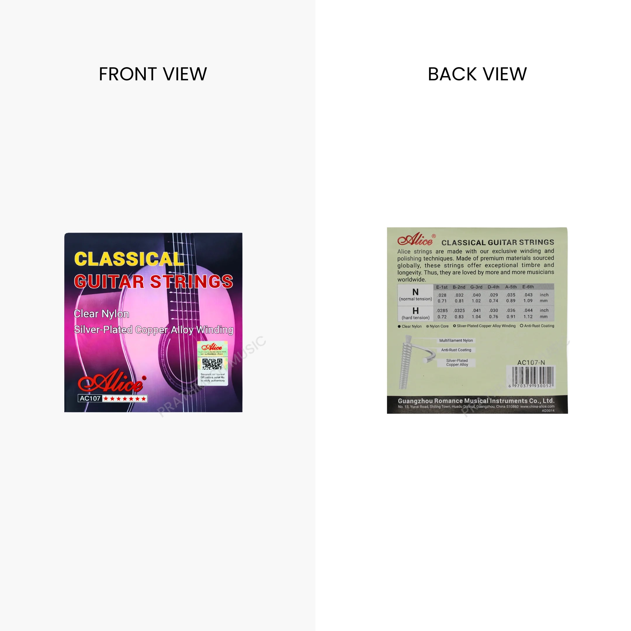 Alice AC107 Classical Guitar Strings - Normal Tension Nylon
