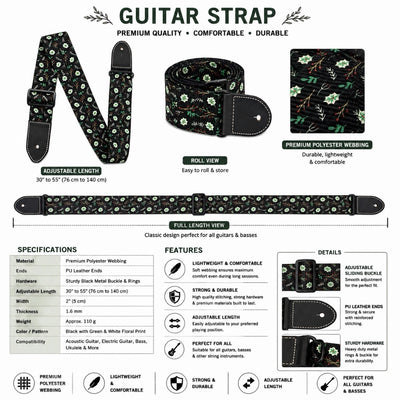 AM Guitar Strap - Christmas Edition Winter Holly