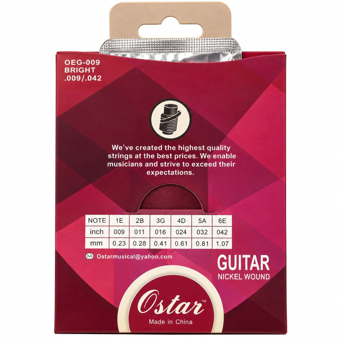 O Star OEG-009 Bright Extra Light Special Nickel Wound .009 Gauge Electric Guitar Strings