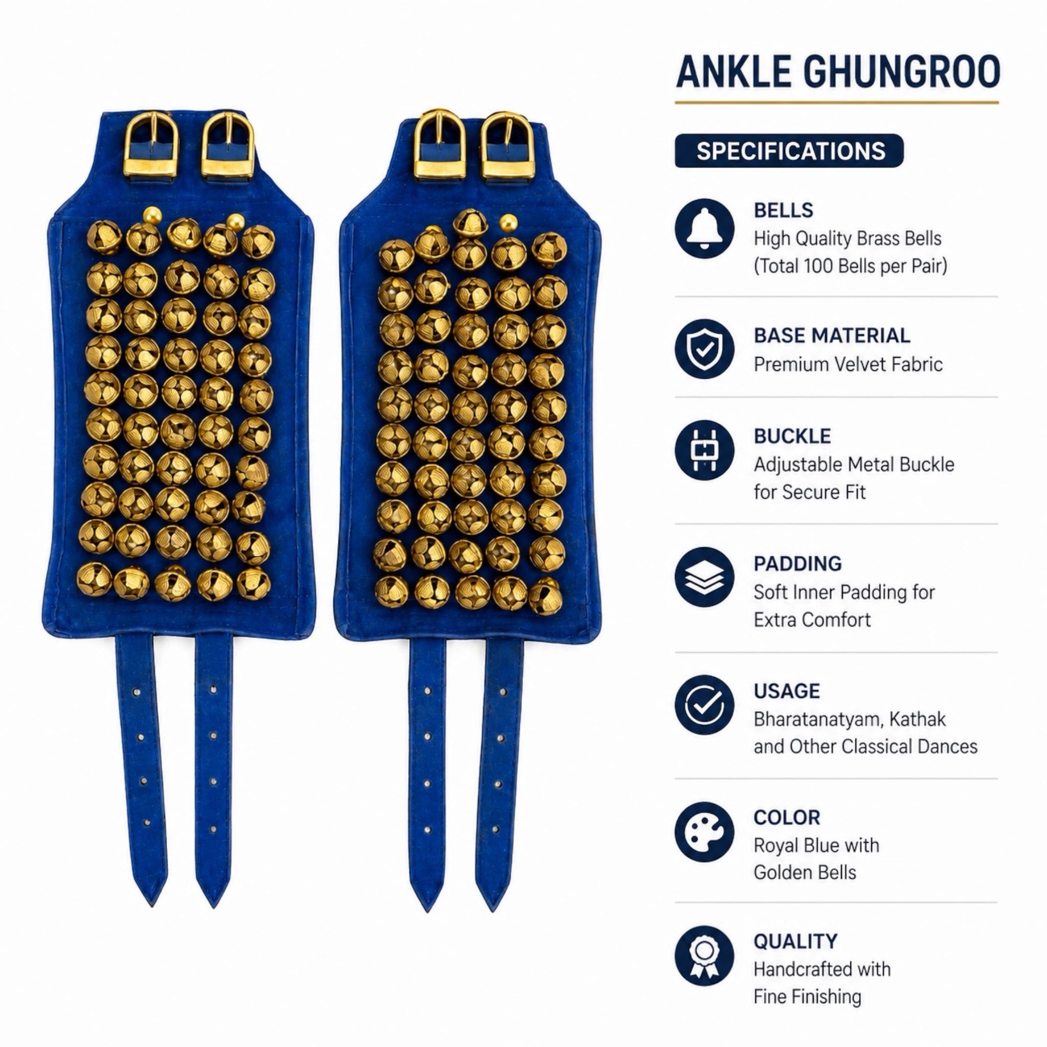 SK Machine Velvet 5-Line Ghungroo - Blue