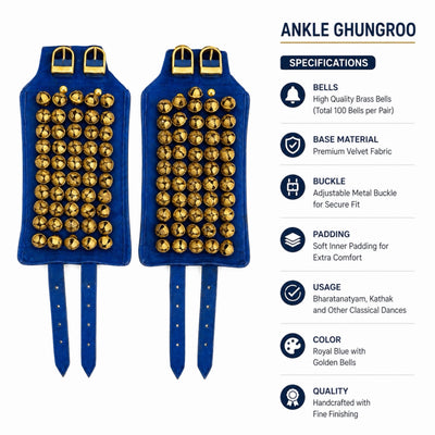 SK Machine Velvet 5-Line Ghungroo - Blue