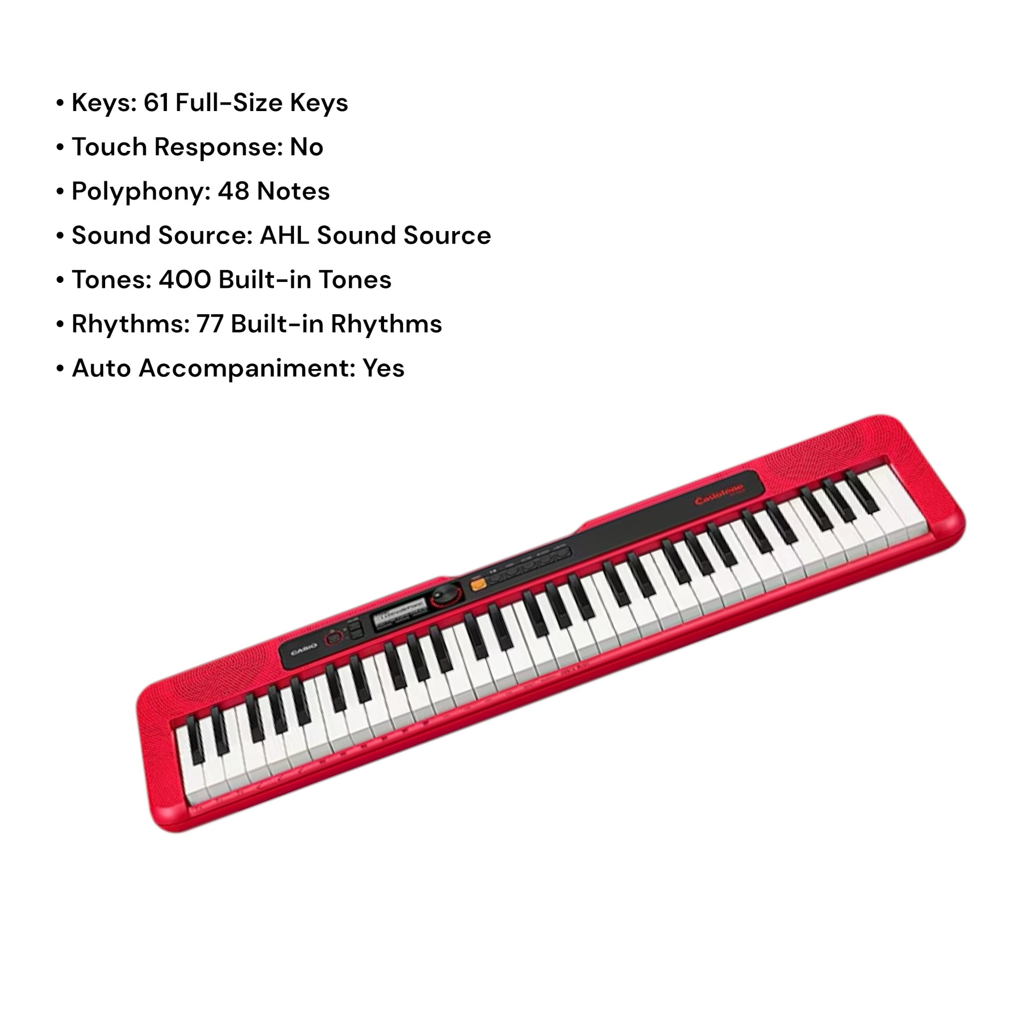 Casio CTS200RD 61-Key Portable Keyboard - Red