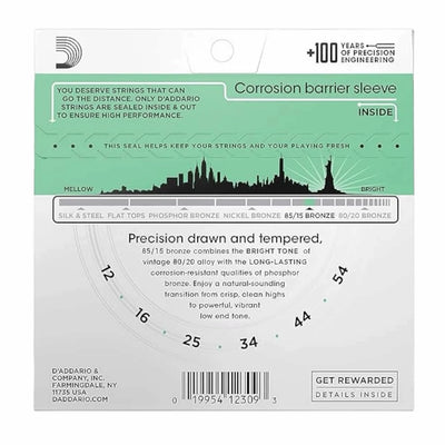 D’Addario EZ920 85/15 Bronze Medium Light Acoustic Guitar Strings - 12-54