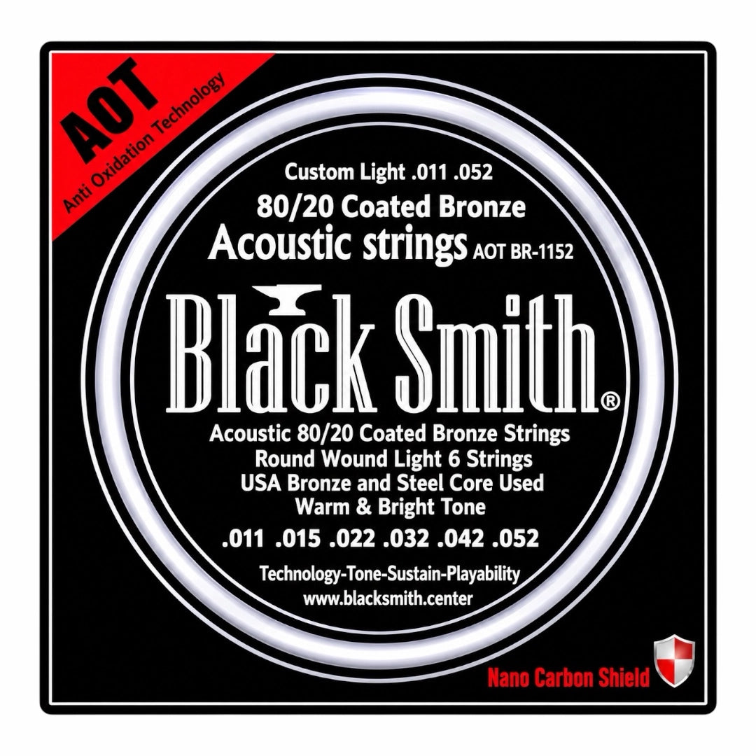 Black Smith AOT BR-1152 Coated 80/20 Bronze Acoustic Strings - 11-52