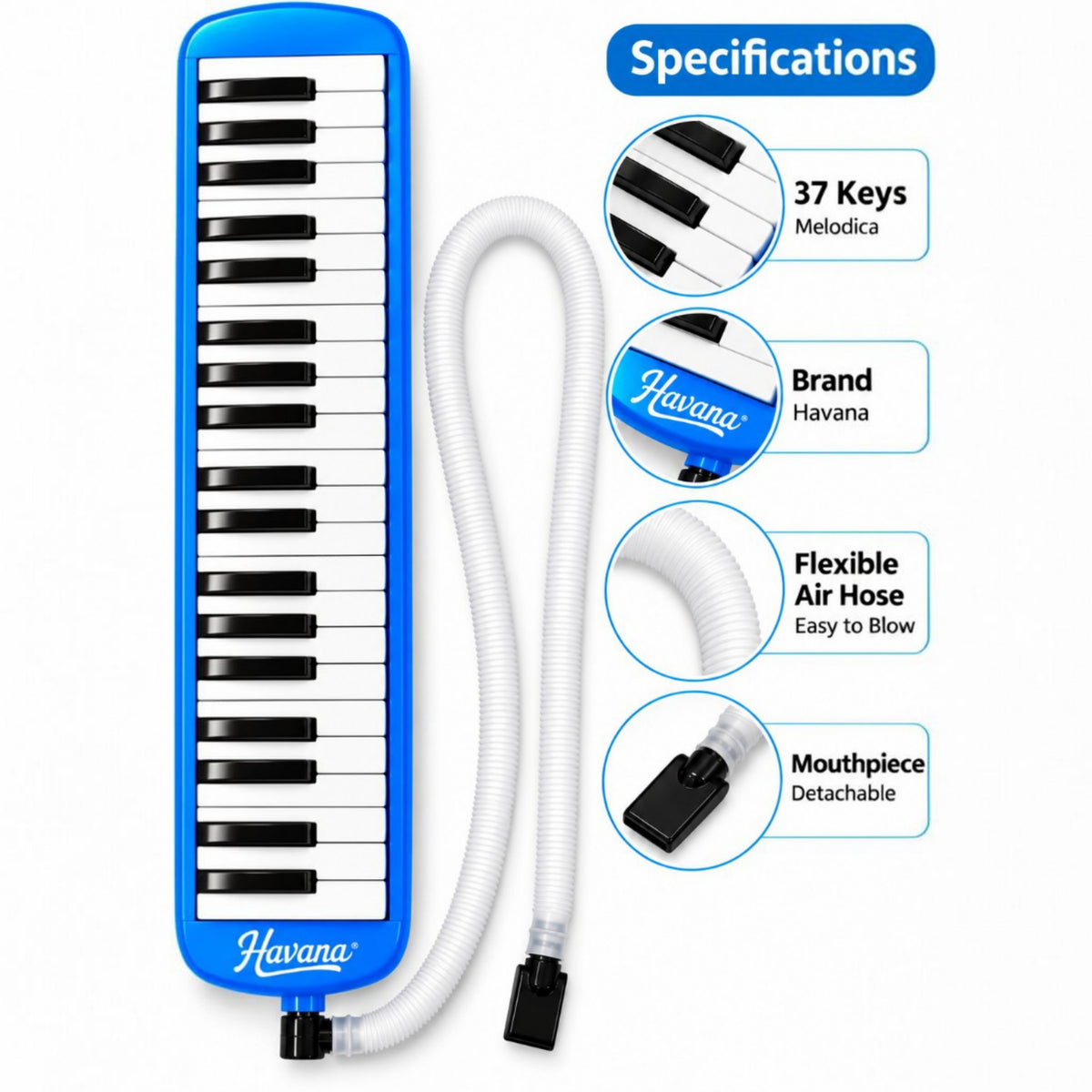 Havana MD-37 (37 Keys) With Hard Case Blue Melodica