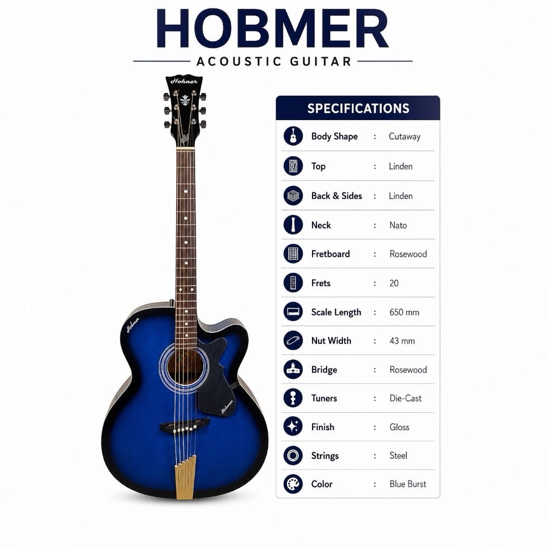 Hobmer 240-BB Export Electro-Acoustic Guitar - Blue Black