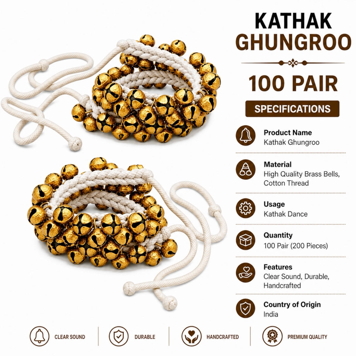 RG Kathak Ghungroo - 100 Pair