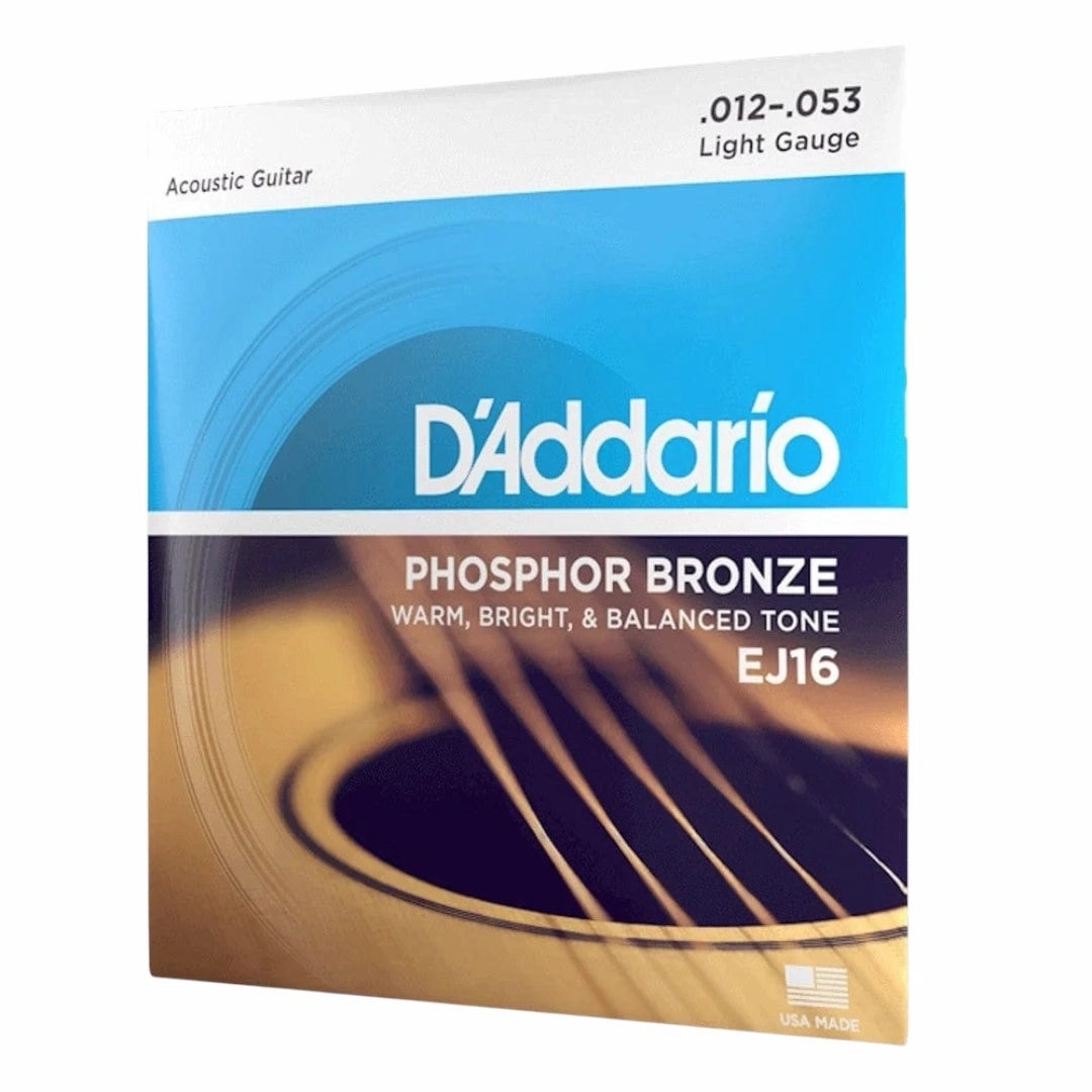 D’Addario EJ16 Phosphor Bronze Light Acoustic Guitar Strings - 12-53