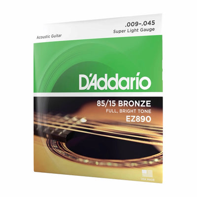 D’Addario EZ890 85/15 Bronze Extra Light Acoustic Guitar Strings - 10-50