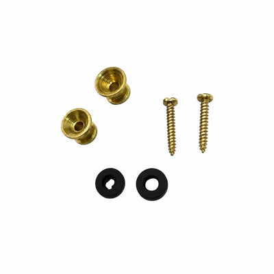 Prathmesh Music gold HT guitar strap locks with mounting screws and rubber washers for secure instrument attachment