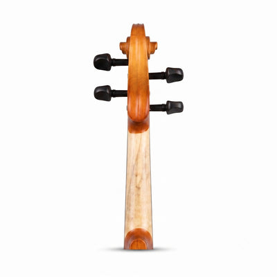 Prathmesh Music Granada Adagio 4/4 violin neck and scroll with matte finish and black tuning pegs