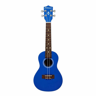 Prathmesh Music Hobmer UKU-24-BL blue soprano ukulele with a smooth fretboard and compact design for beginners.