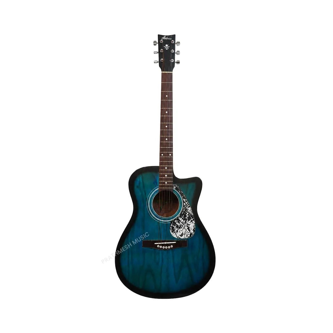 Prathmesh Music Hobmer 250-PC electro-acoustic guitar with a vibrant peacock blue finish and cutaway body design.