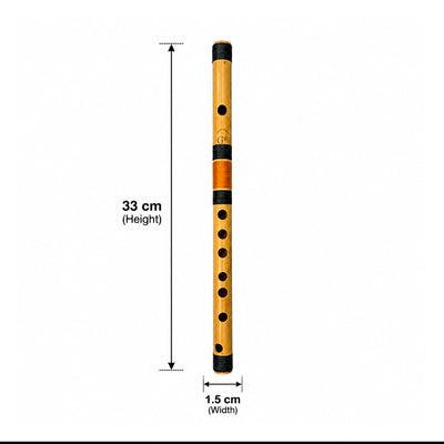 Prathmesh Music Radhe bamboo G# Mid bansuri flute with 33cm height and 1.5cm width dimensions