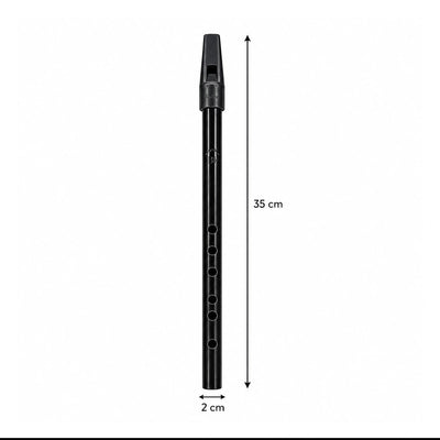 Prathmesh Music Radhe straight black PVC fiber flute for beginners, 35cm long with a 2cm diameter.
