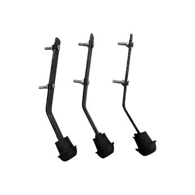 Prathmesh Music YS bongo drum stand set featuring three black metal mounting brackets with rubber feet
